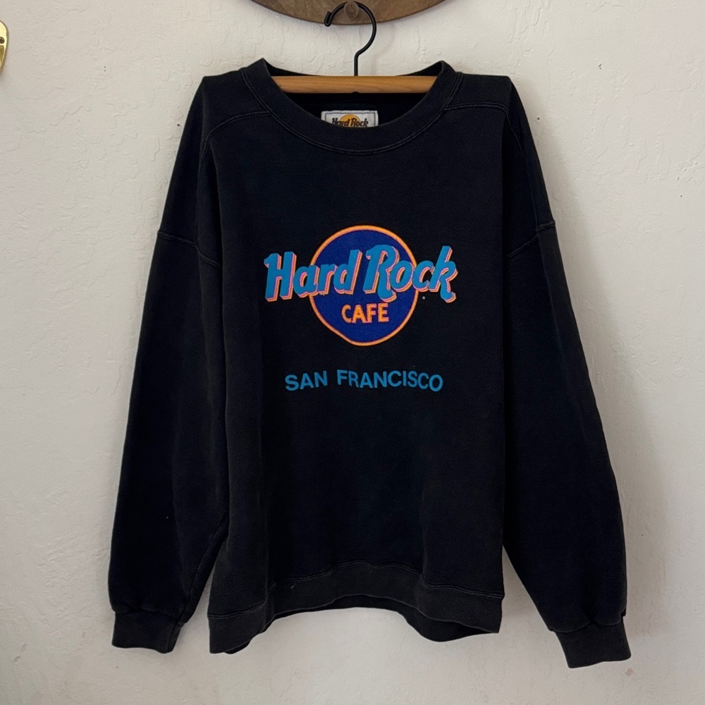 vintage 90s Hard Rock Cafe San Francisco black crewneck sweatshirt Large USA